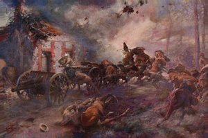 British Artillery Going into Action Under Fire